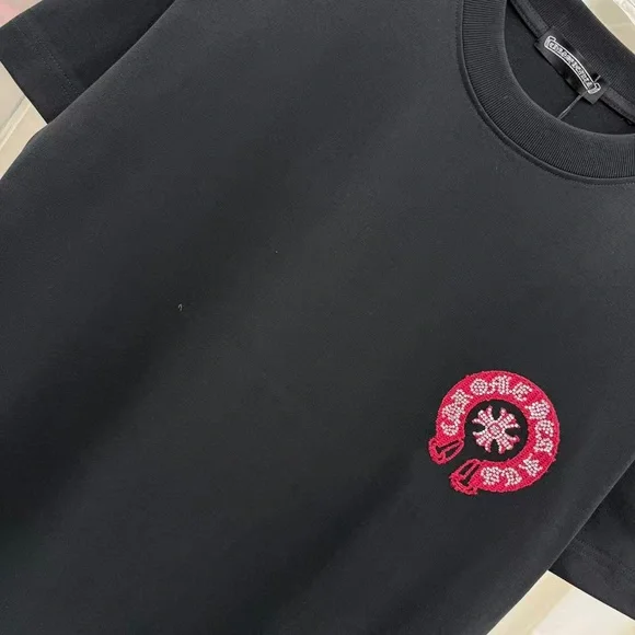 Chrome Hearts Black Tee with Pink Embroidery